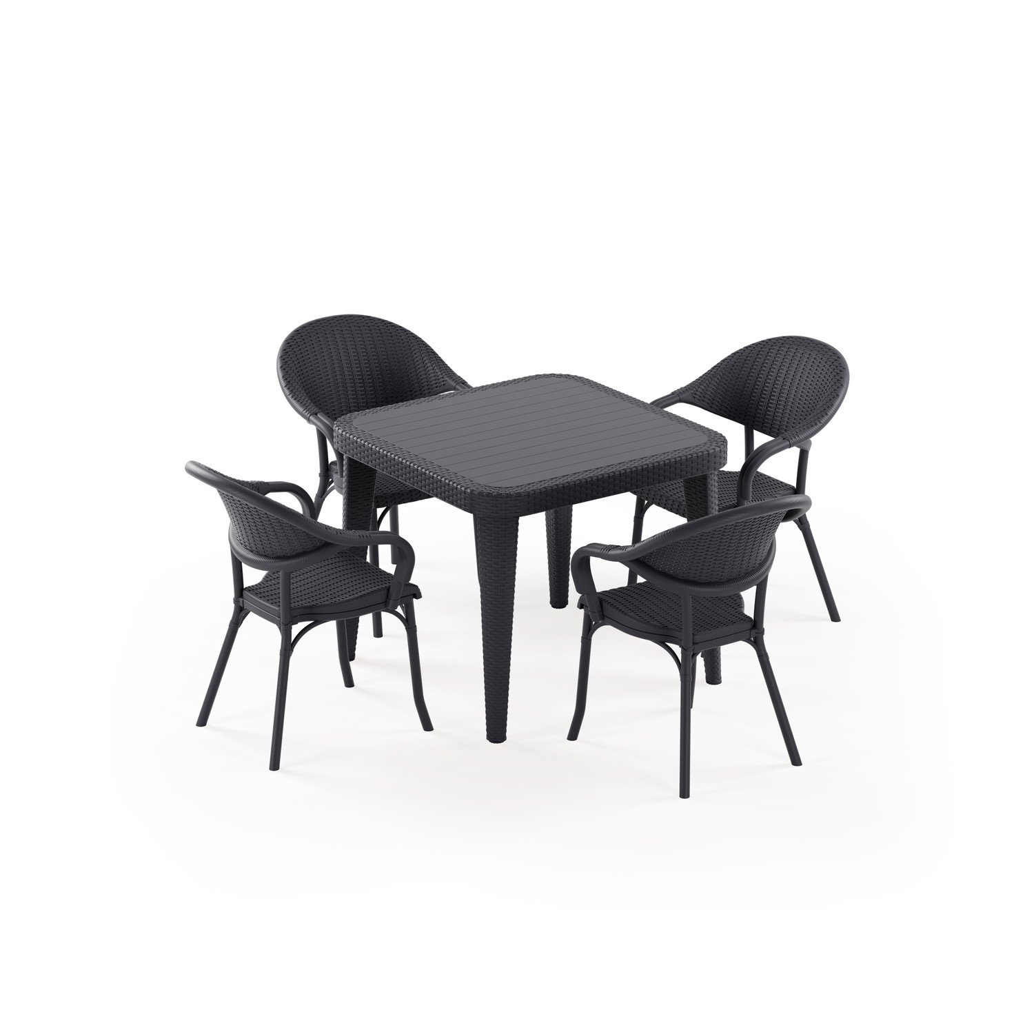 Osaka 90x90 ve Flash-R 4 Kişilik Rotton Masa Takımı